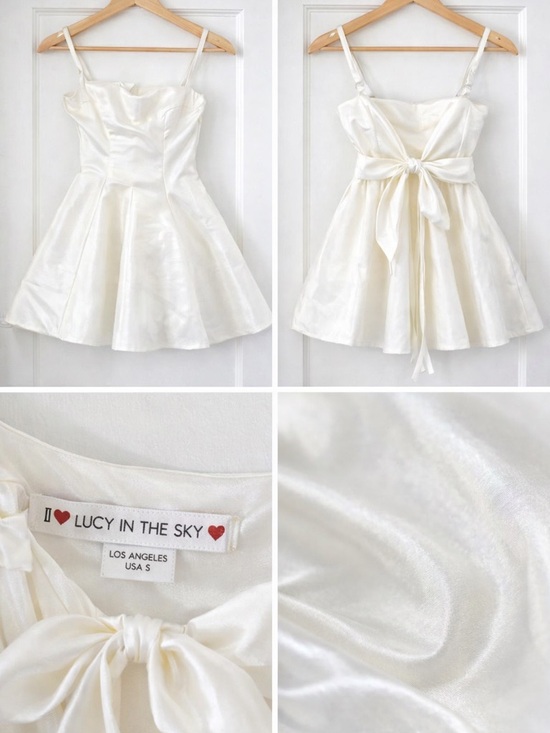 Lucy in the Sky Dresses & Skirts - Lucy in the Sky Ivory Satin Fit-and-Flare Dress with Bow
